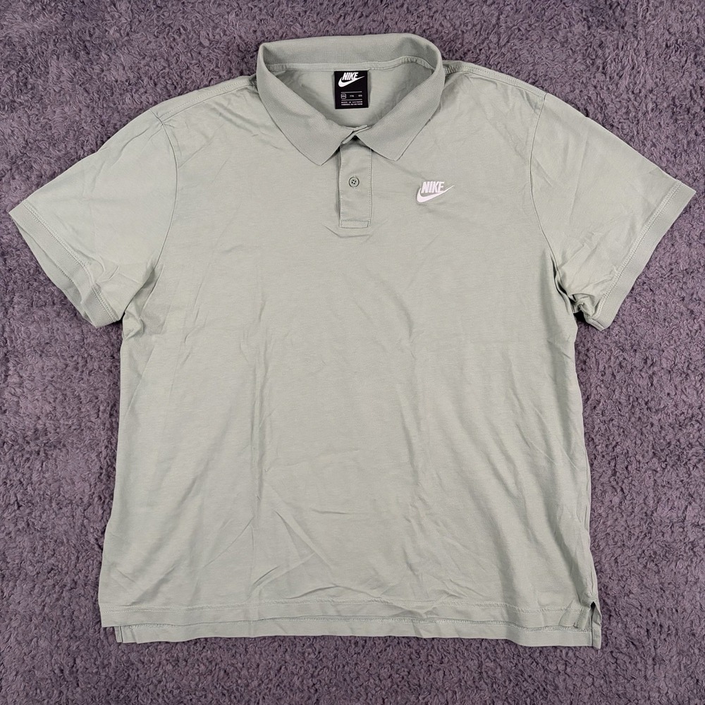 Nike Shirt Mens XXL Green Polo Soft Cotton‎ Stretch Embroidered Swoosh